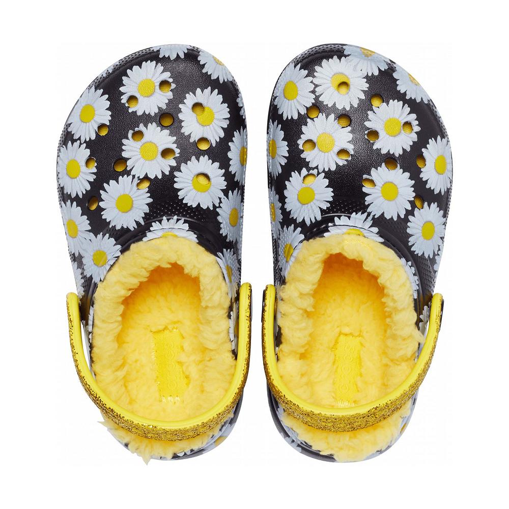 Black / White Girls' Crocs Classic Lined Vacay Vibes Clogs | NZ 1473JPQJ
